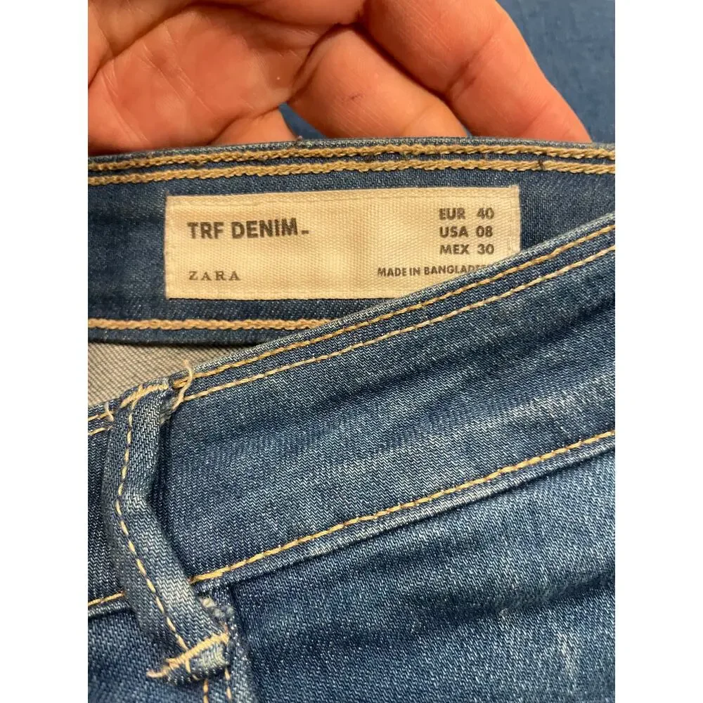 Zara women's blue skinny jeans size 8 Mid rise skinny stretch denim TRF denim